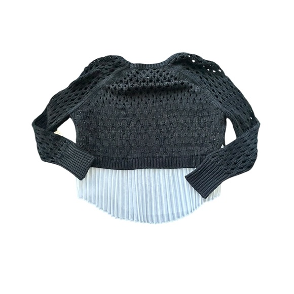 Anthropologie Open Knit Crochet Peplum Black and White Layered Sweater XS NWT - Picture 8 of 10